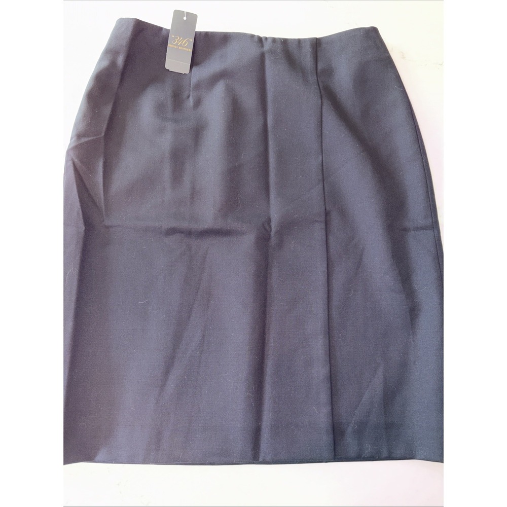 346 Brooks Brothers Front Pleat Skirt Women 4 Navy Blue Pencil Straight Wool New